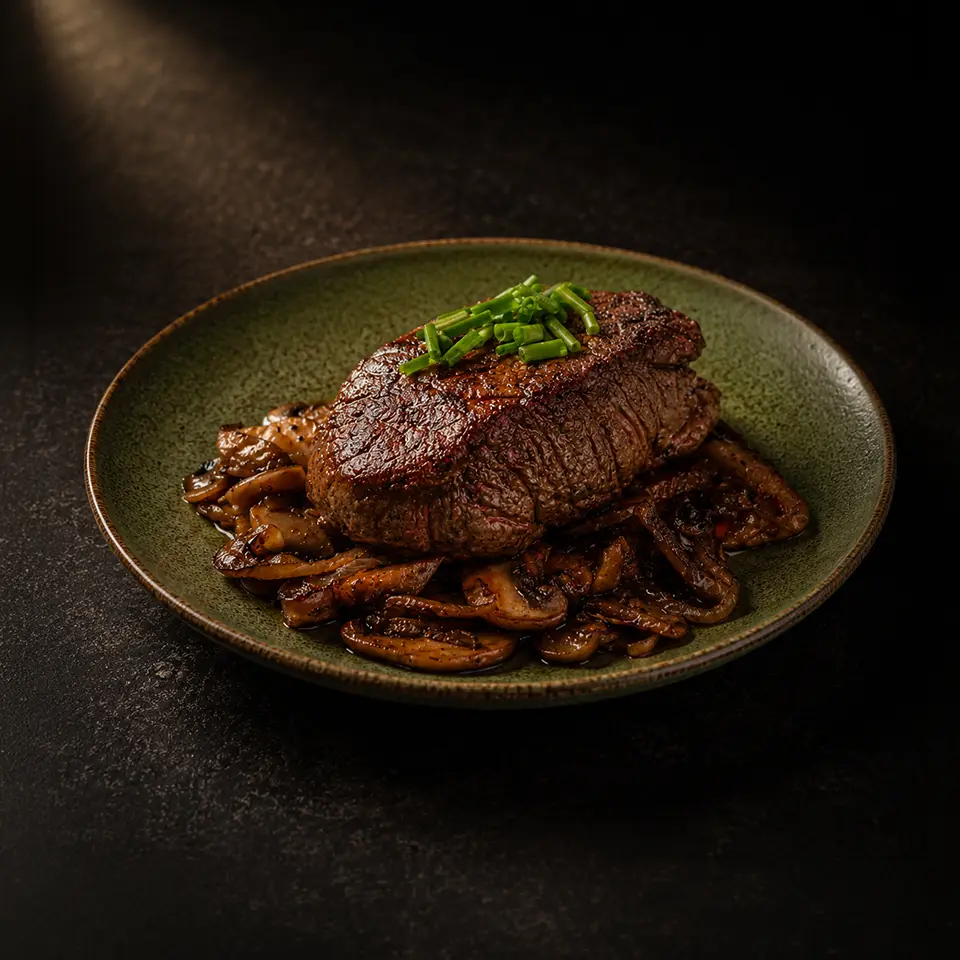 Malse biefstuk met champignons en pepersaus, de lekkerste biefstuk van Purmerend bij Café de Heeren